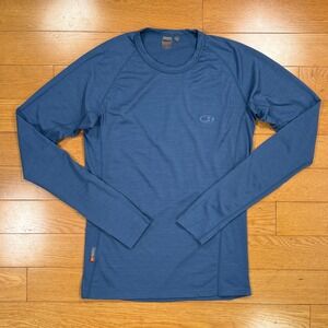 Icebreaker Bodyfit 200 Mens Small Blue 100% Merino Wool Long Sleeve Base Layer